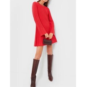 NWT Tuckernuck POMANDER PLACE Red Adi Knit Long flared Sleeve Dress Sz XXL